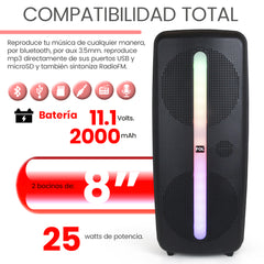 BOCINA PORTATIL CON MICROFONO Y LUZ L282