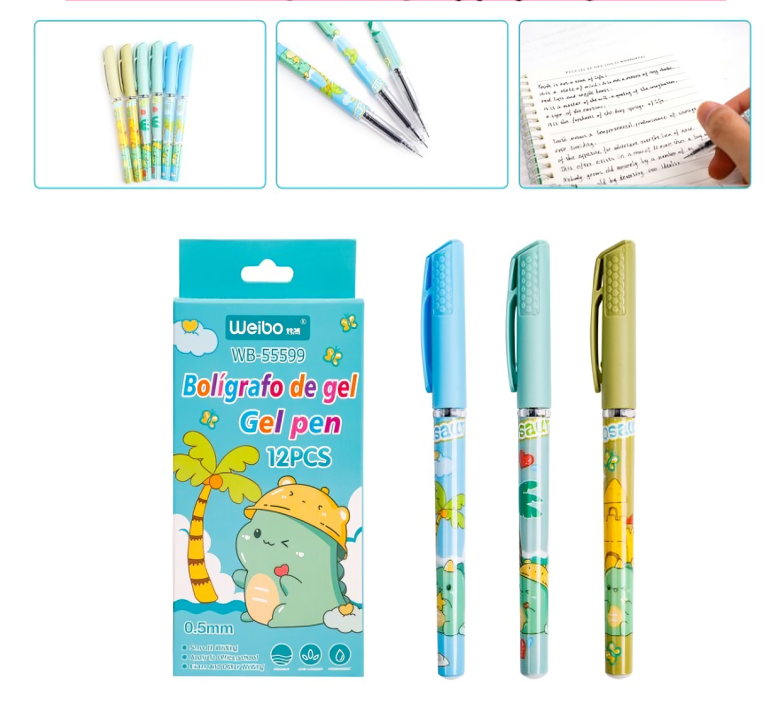 caja de Boligrafos neutro tinta negra diseño dino - WB-55595