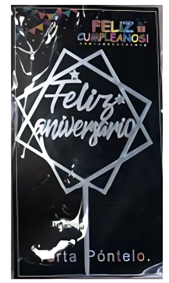 Adorno de pastel de mensaje Feliz aniversario - 808-12