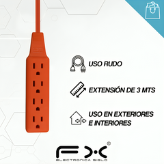 Extensión eléctrica de 3 metros con barra multicontacto de 4 enchufes cha-483
